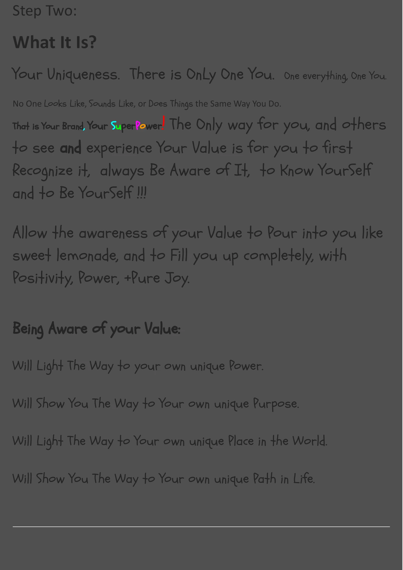 Page 2 of 3 Steps 2, The Value Of You